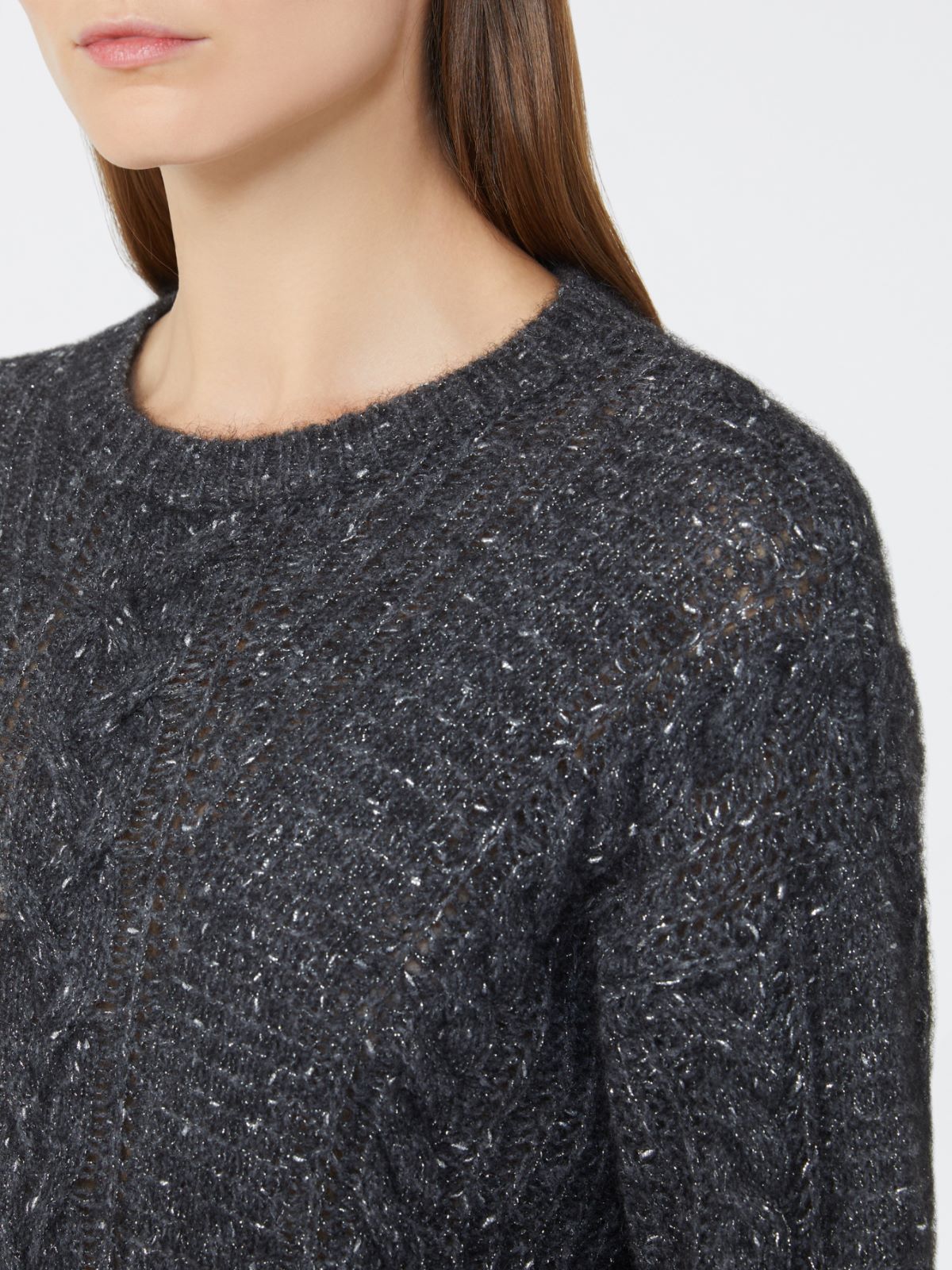 Boxy sweater in alpaca blend - Dark grey