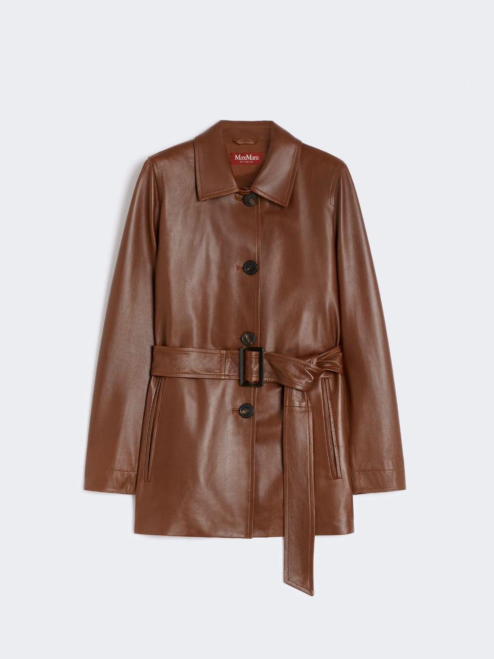 Belted nappa jacket - Brown