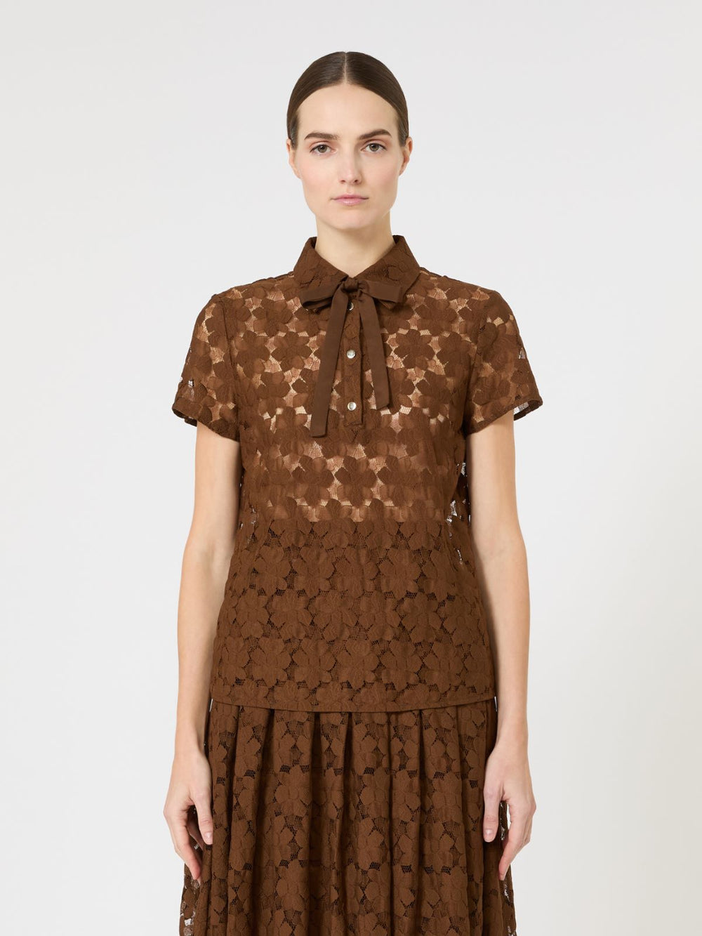 Lace T-shirt - Chocolate