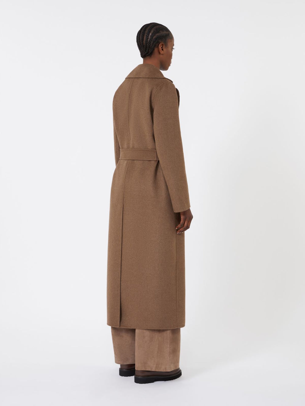 Wool drap wrap coat - Brown