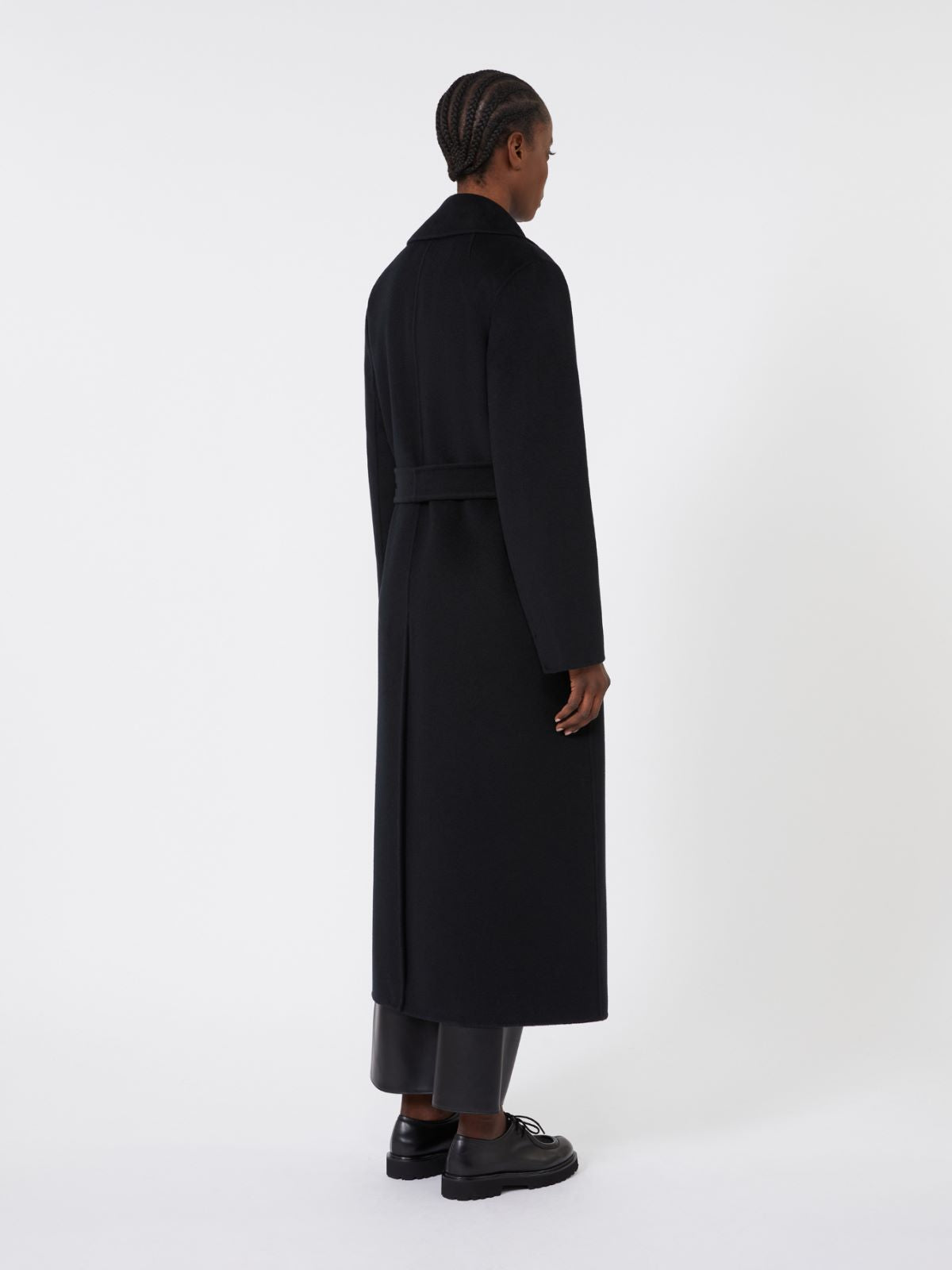 Wool and cashmere coat with belt - Black