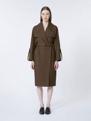 Belted water-repellent twill trench coat - Chocolate