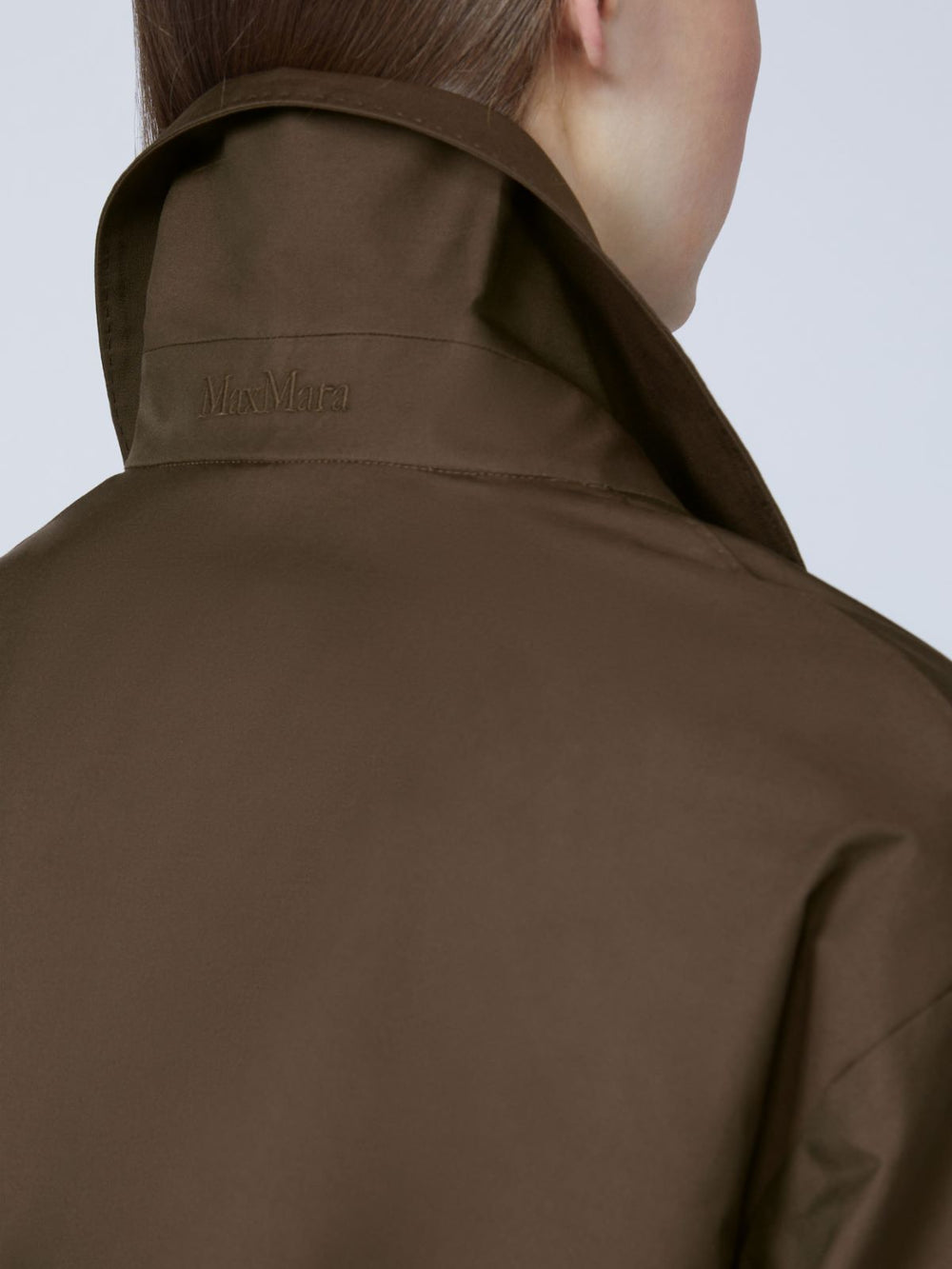 Belted water-repellent twill trench coat - Chocolate