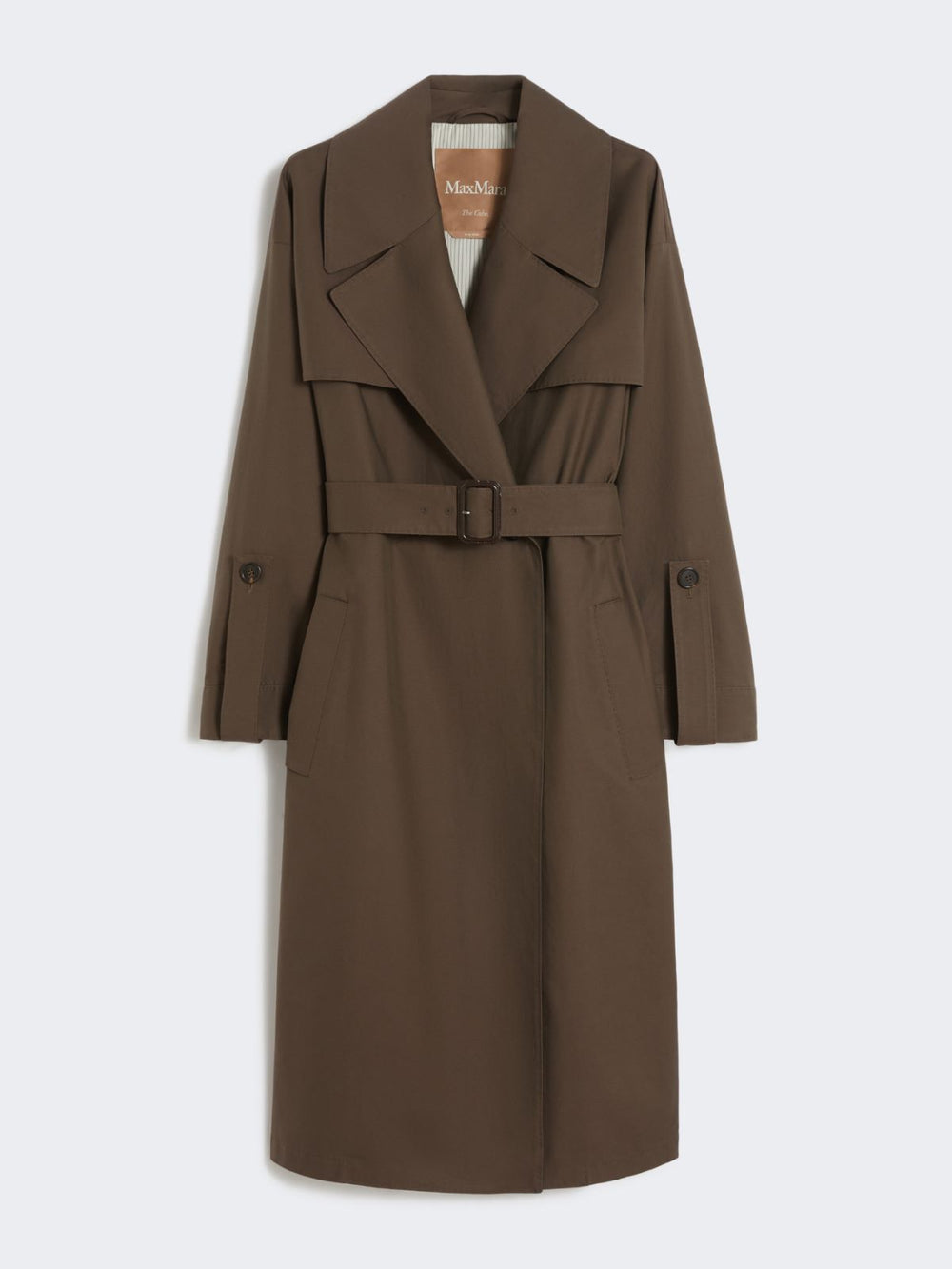 Belted water-repellent twill trench coat - Chocolate