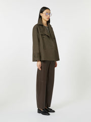 Double-breasted water-repellent cotton trench coat - Green