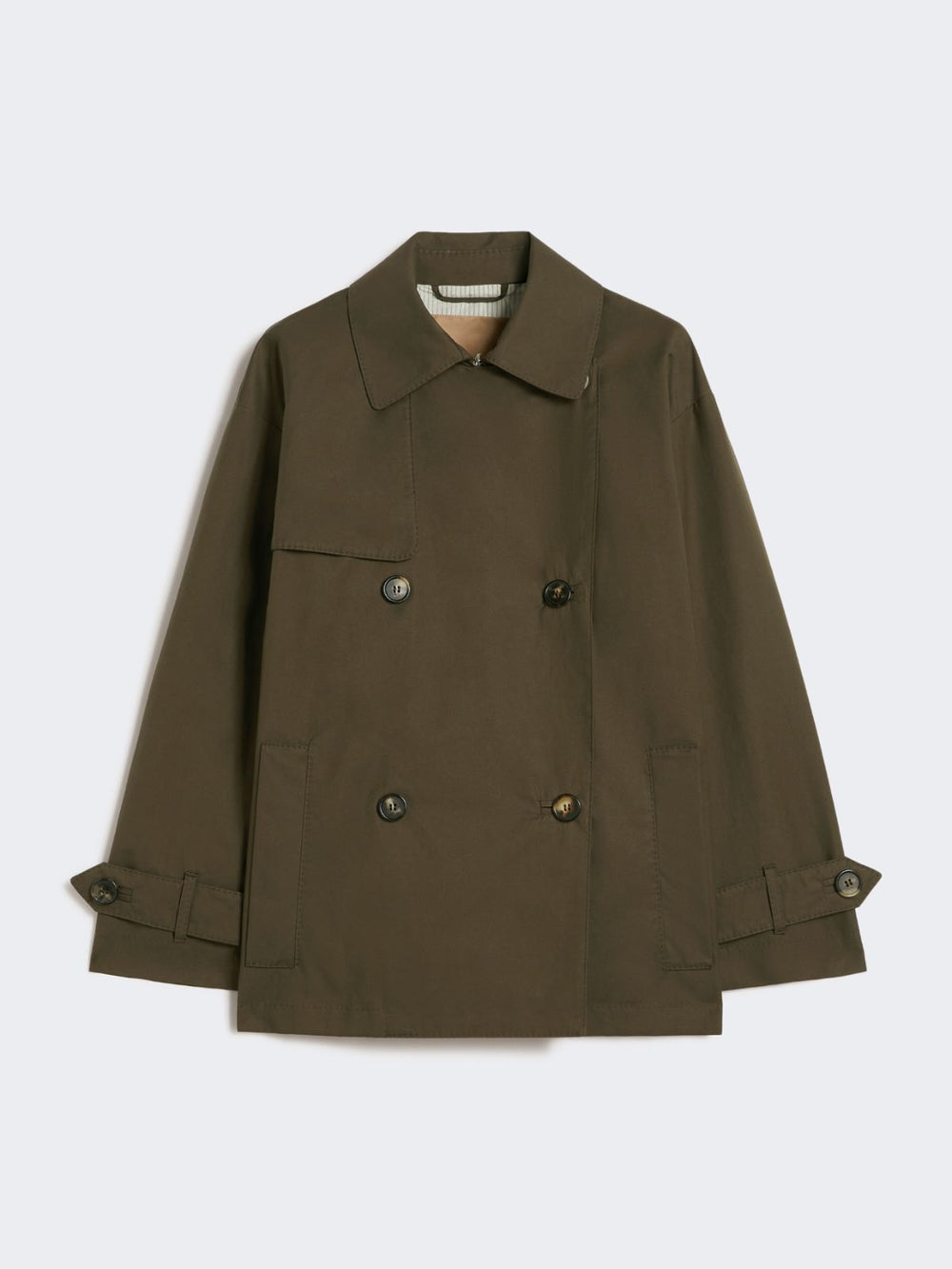 Double-breasted water-repellent cotton trench coat - Green