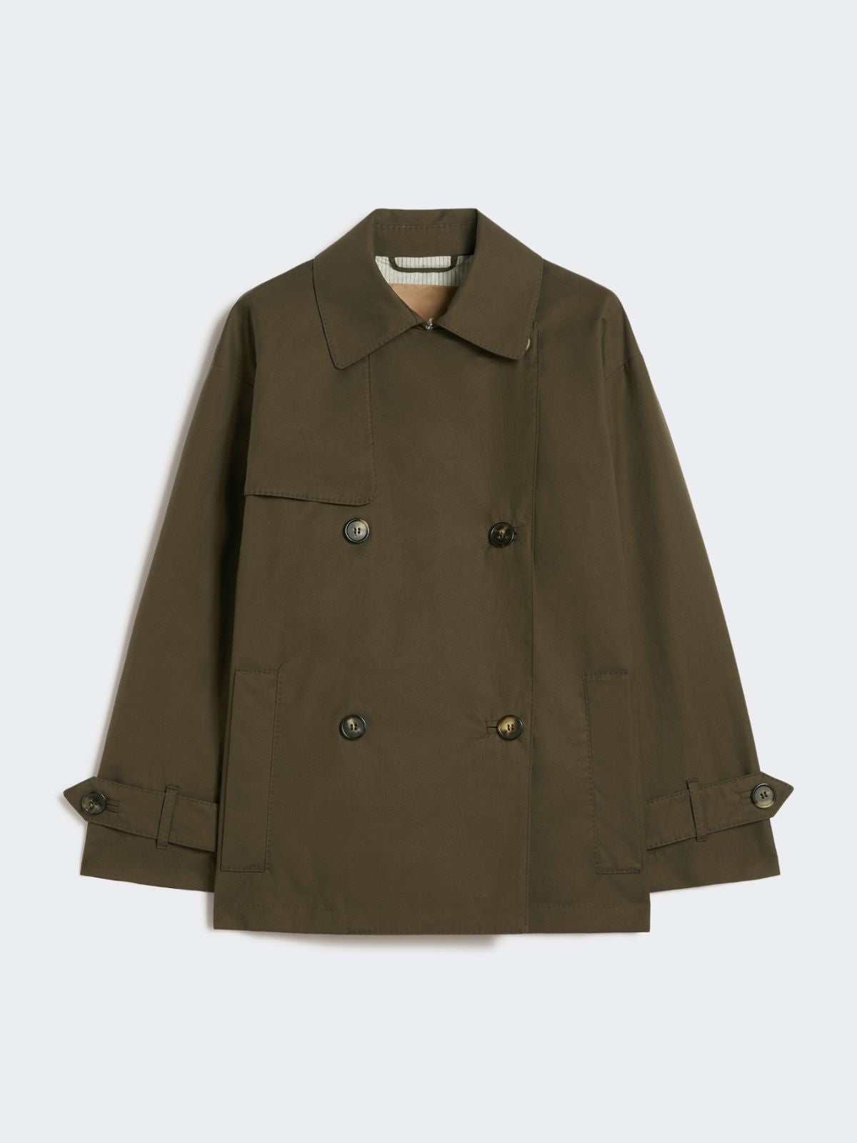 Double-breasted water-repellent cotton trench coat - Green