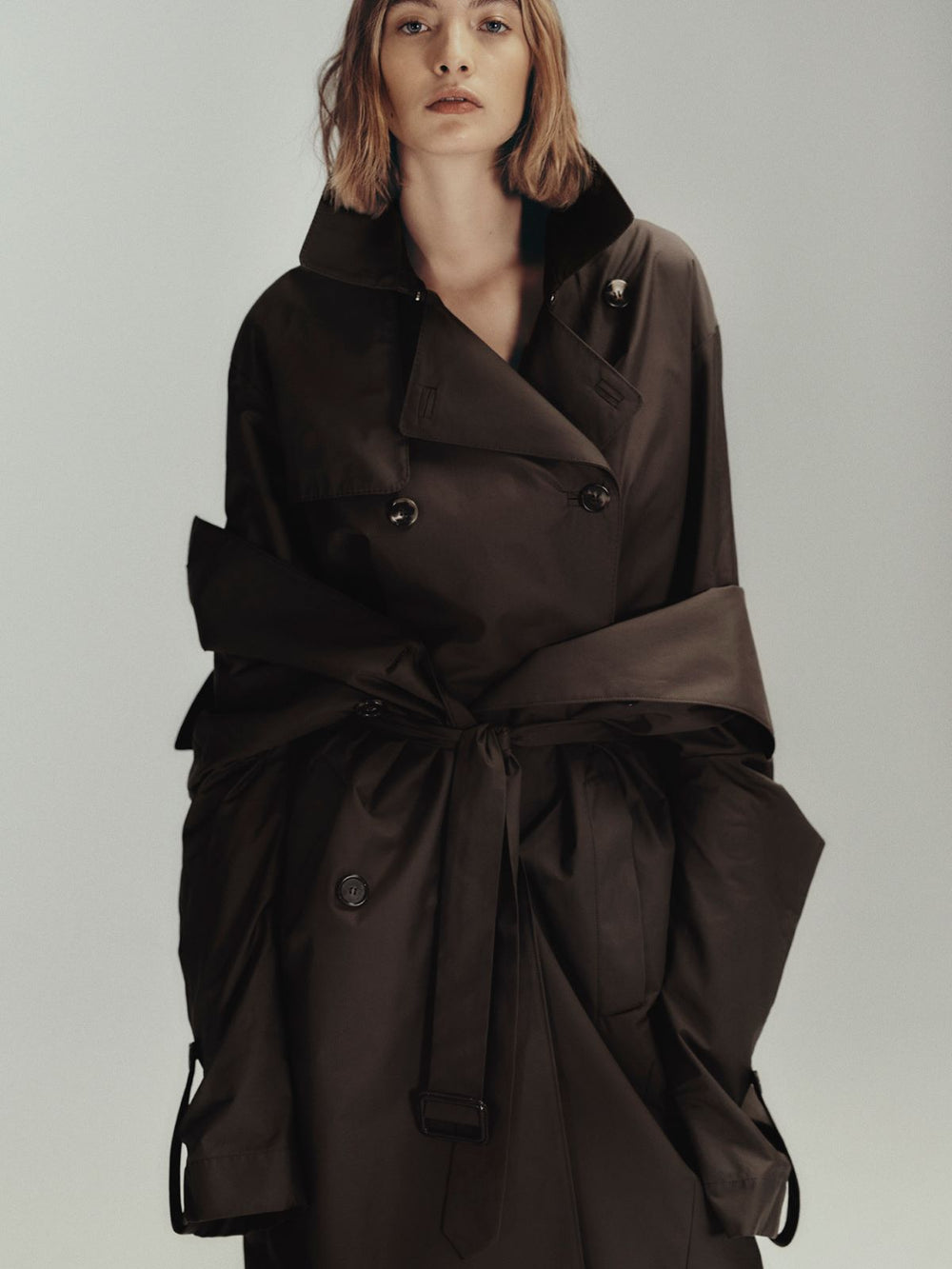 Double-breasted water-repellent cotton trench coat - Green