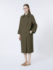 Water-repellent twill belted trench coat - Green
