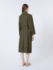 Water-repellent twill belted trench coat - Green