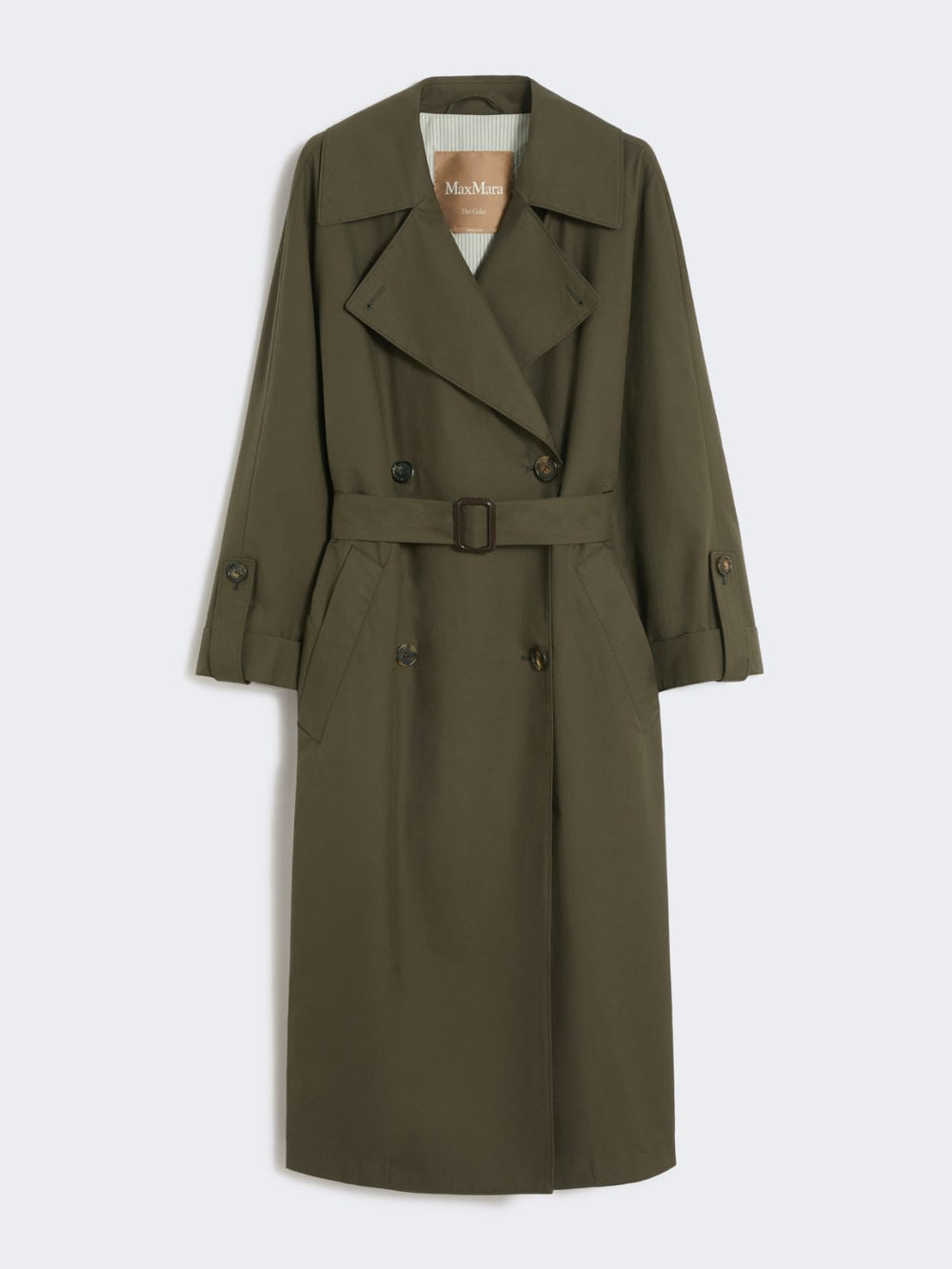 Water-repellent twill belted trench coat - Green