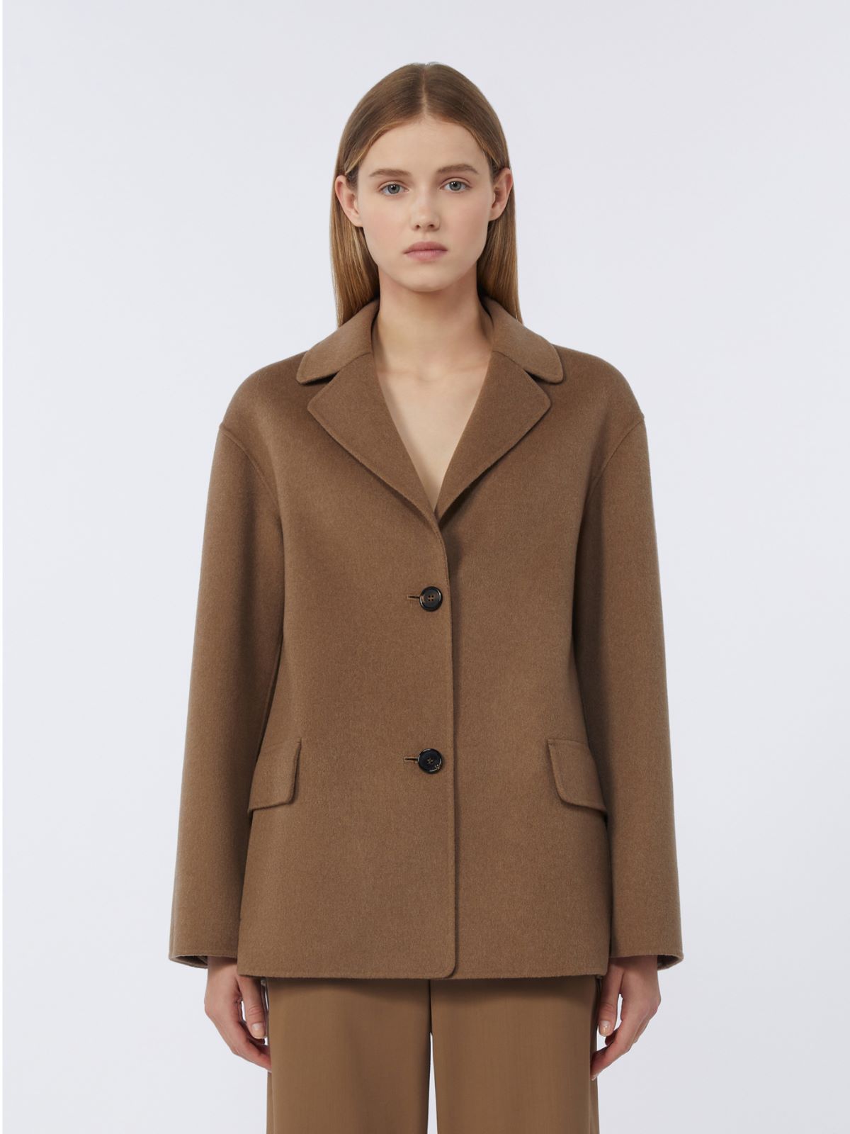 Single-breasted double-faced wool jacket - Camel