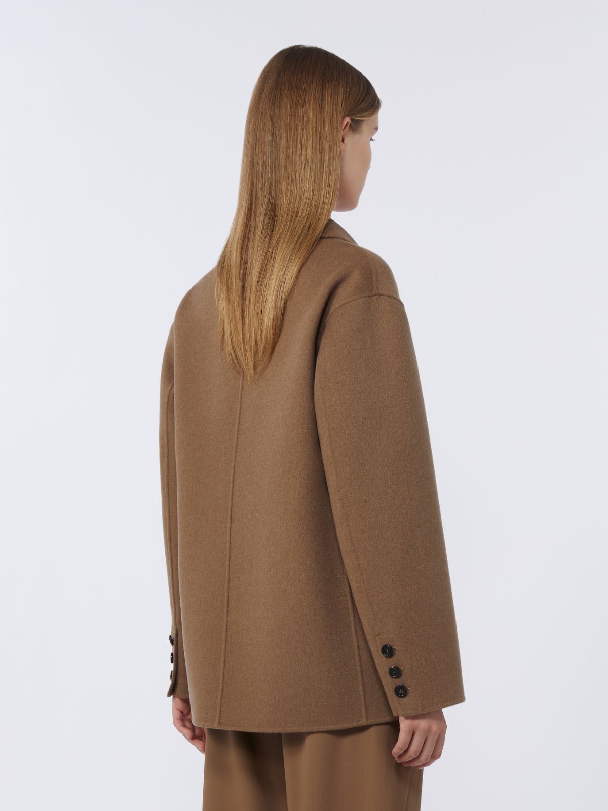 Single-breasted double-faced wool jacket - Camel