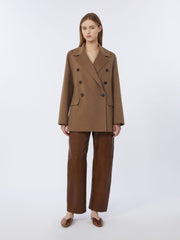 Double-breasted double-faced wool jacket - Camel