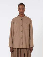 Cotton Mandarin-neck shirt - Brown