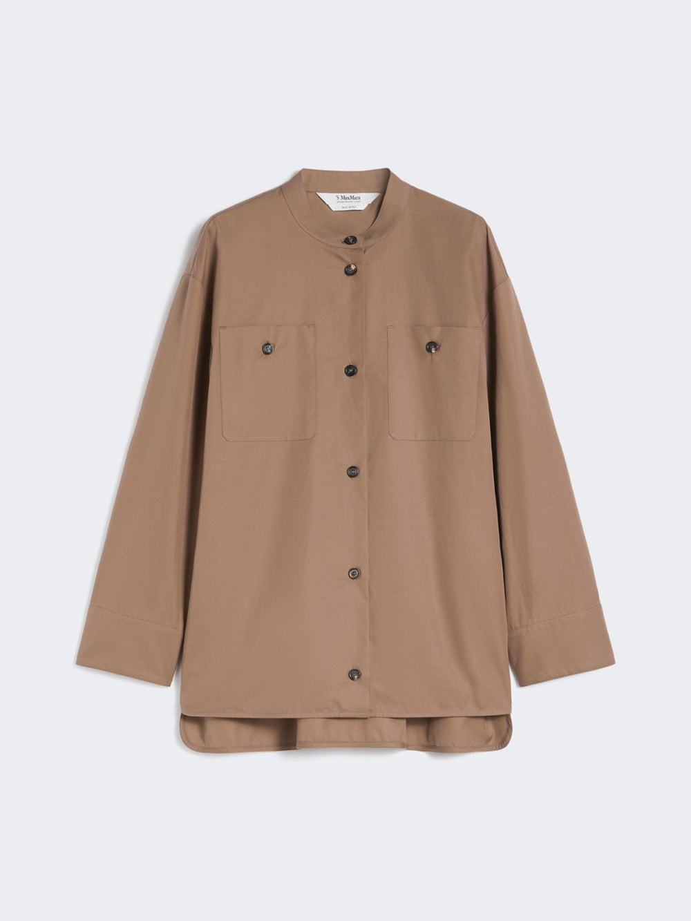 Cotton Mandarin-neck shirt - Brown