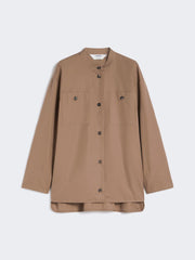 Cotton Mandarin-neck shirt - Brown