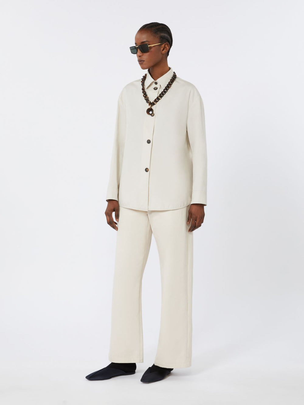 Straight cotton shirt - Ecru