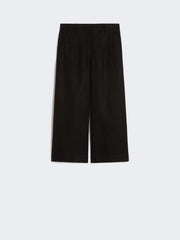 Stretch cotton and linen trousers - Black