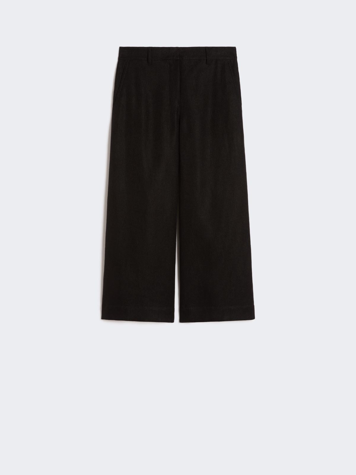 Stretch cotton and linen trousers - Black