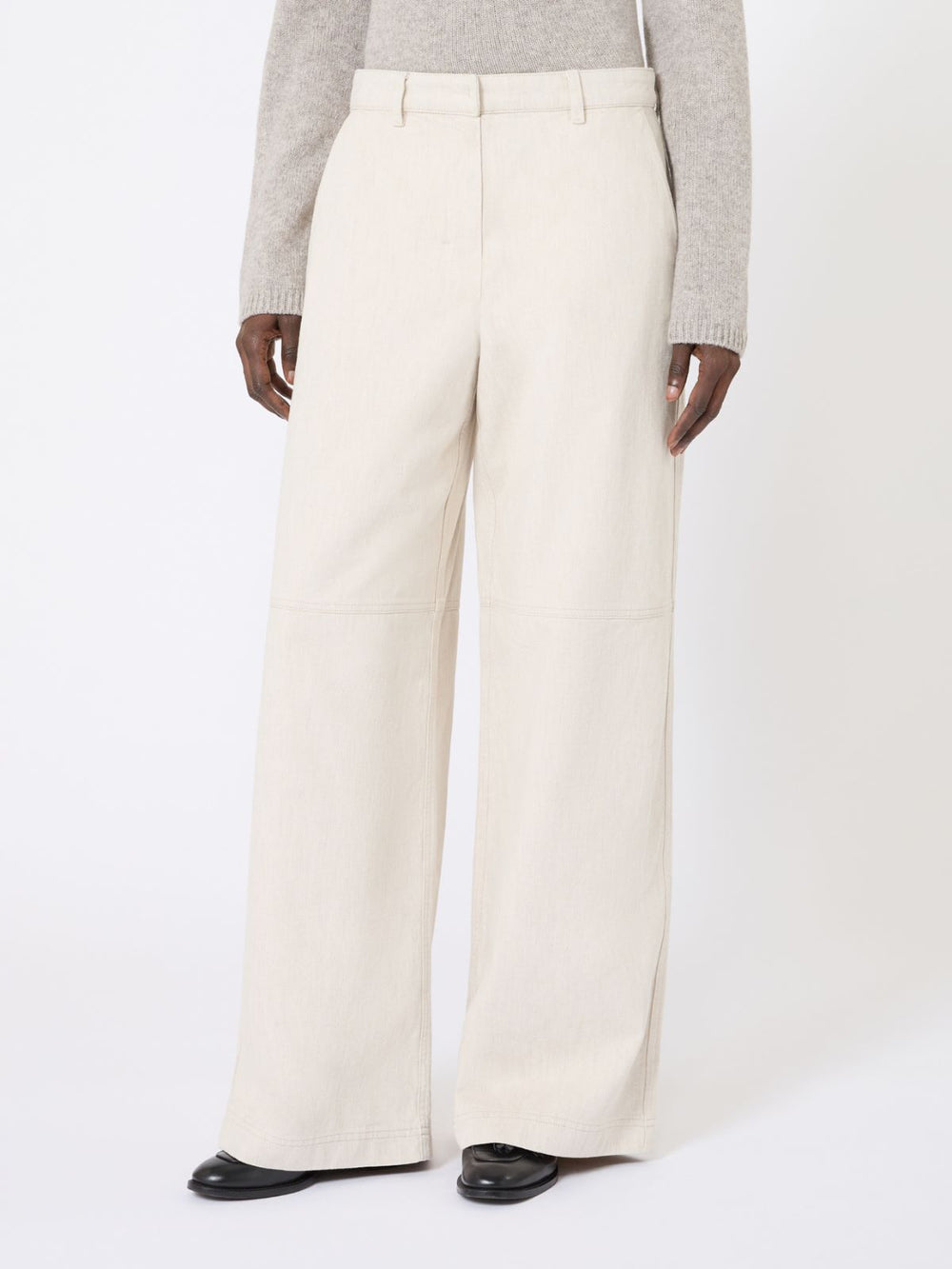 Washed cotton trousers - Natural