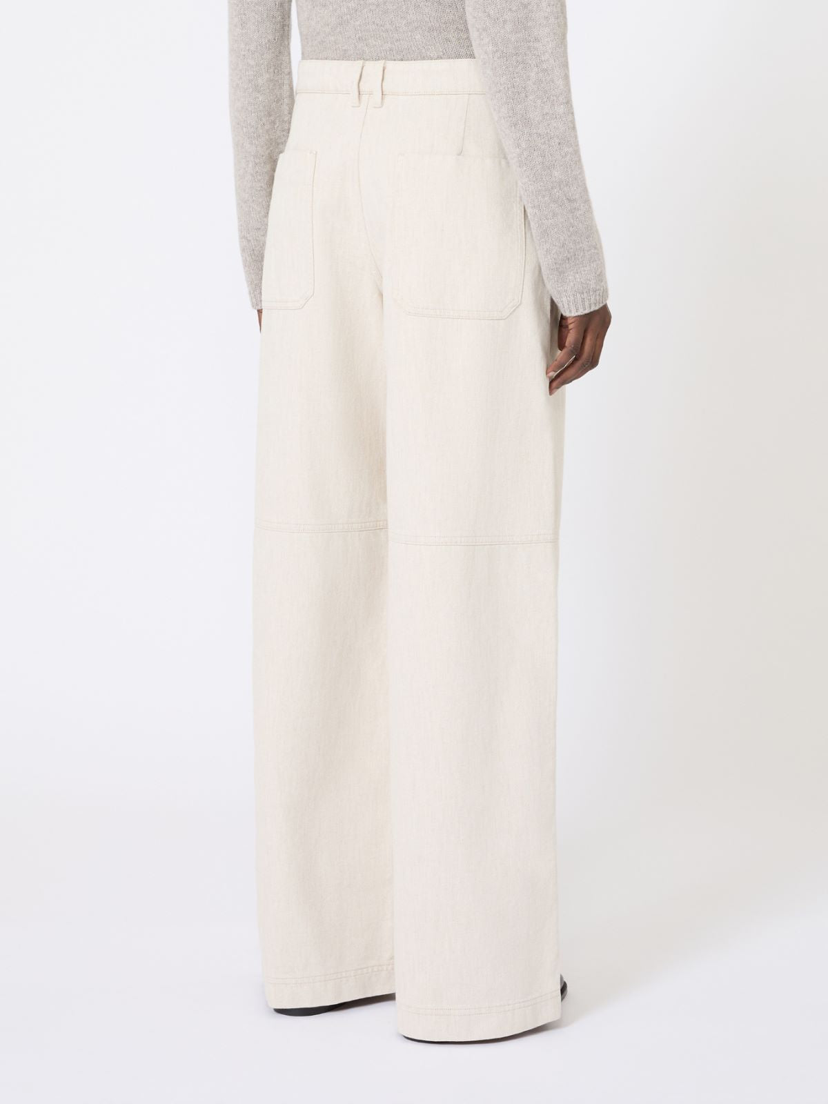 Washed cotton trousers - Natural