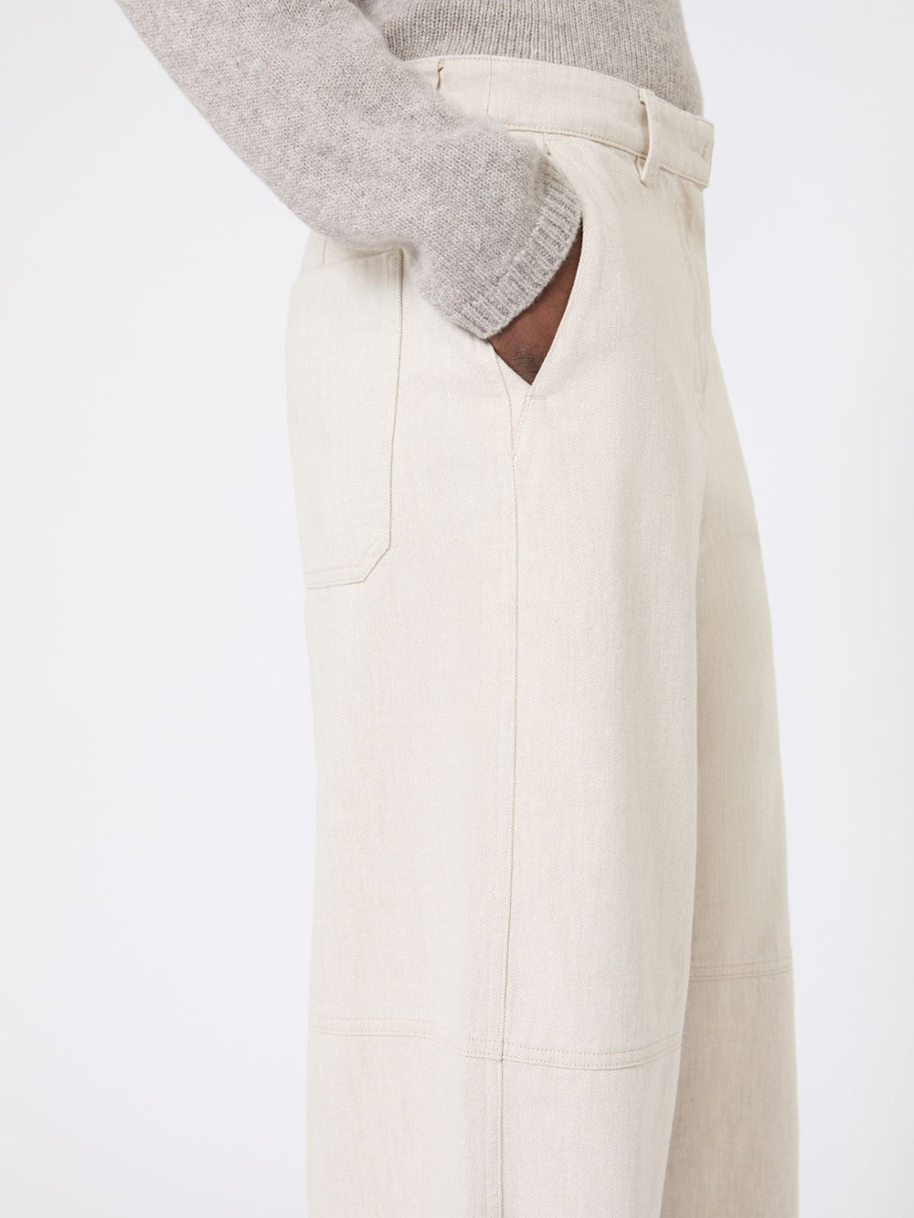 Washed cotton trousers - Natural