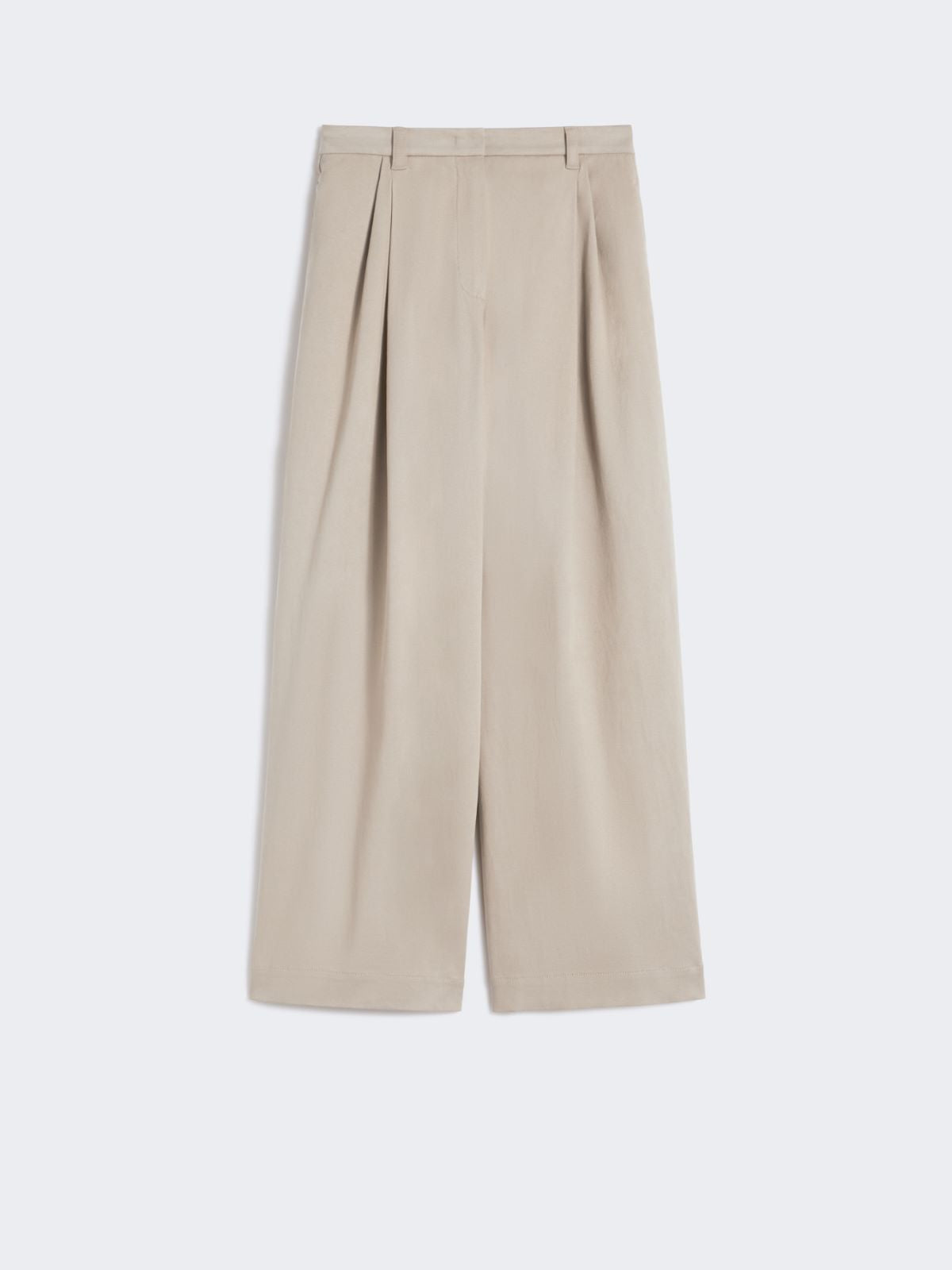 Stretch drill wide-leg trousers - Natural