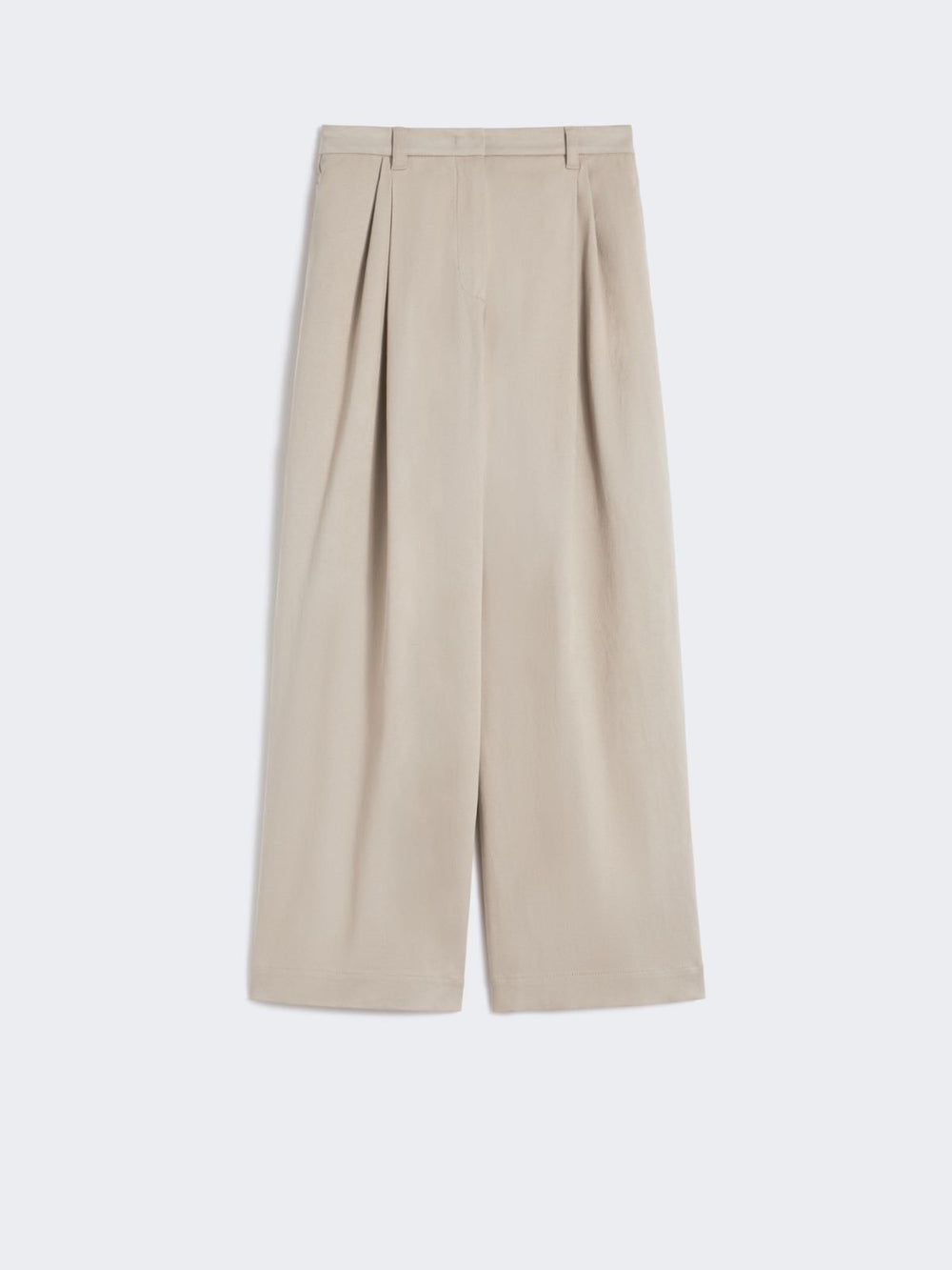 Stretch drill wide-leg trousers - Natural