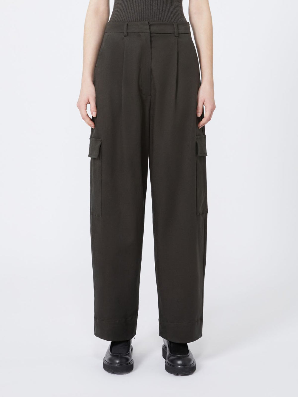 Cotton drill cargo trousers - Green