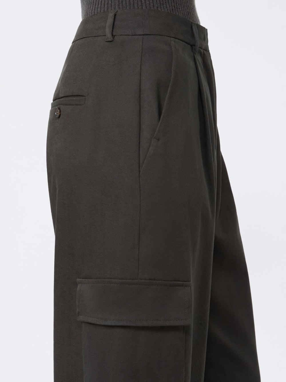 Cotton drill cargo trousers - Green