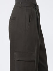 Cotton drill cargo trousers - Green