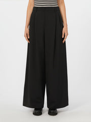 Wide-fit stretch gabardine trousers - Black