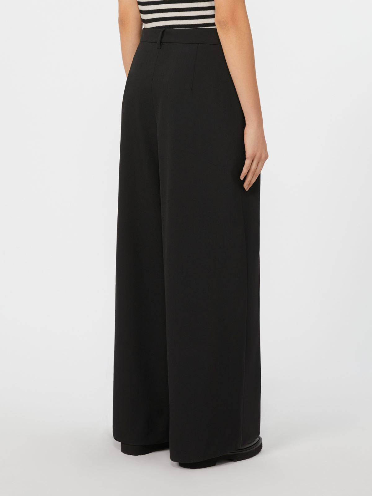 Wide-fit stretch gabardine trousers - Black