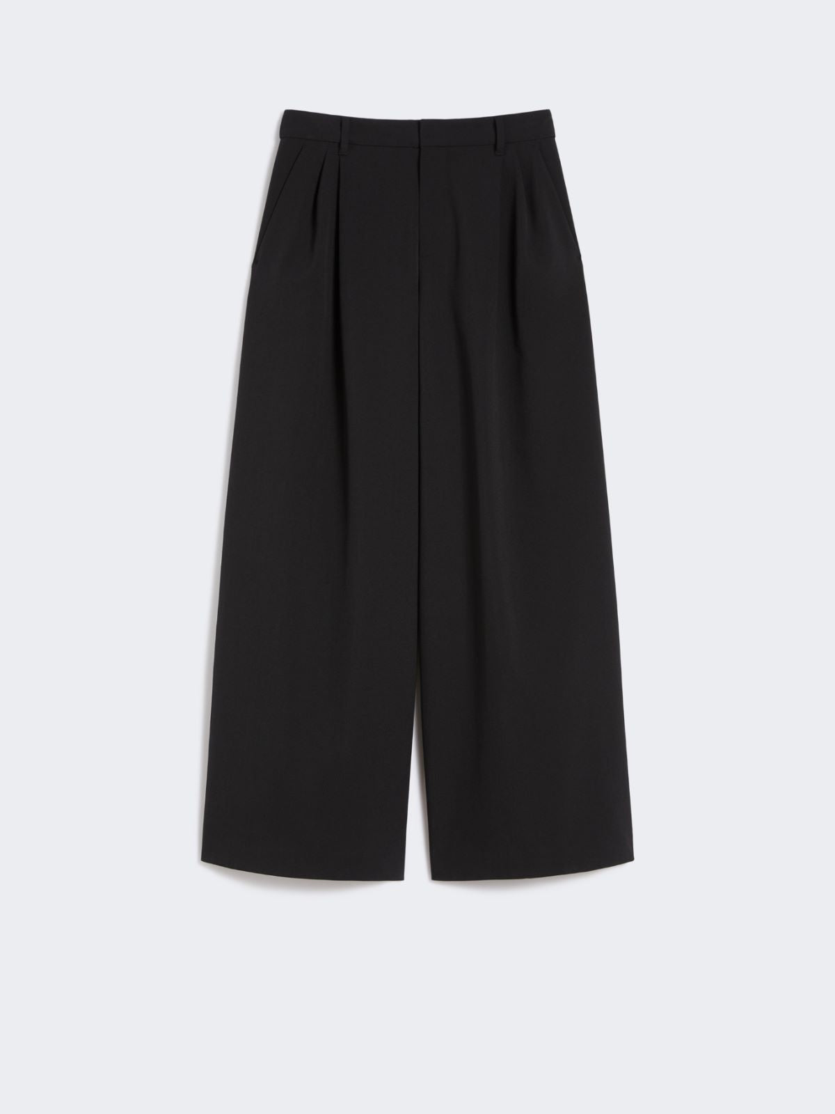 Wide-fit stretch gabardine trousers - Black