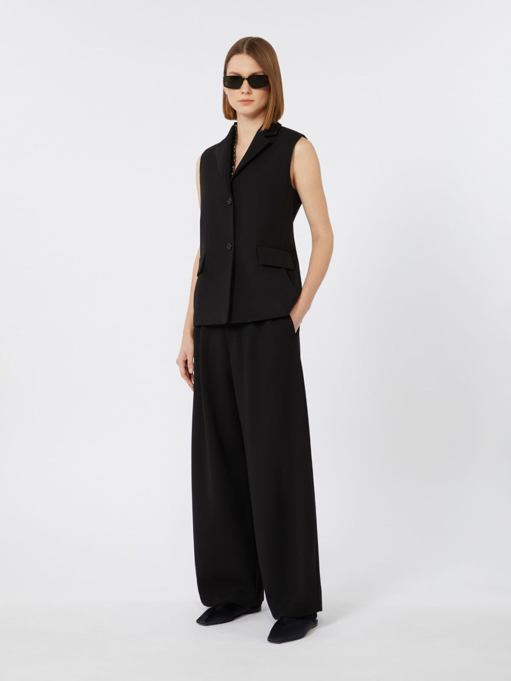 Cady wide-leg trousers - Black