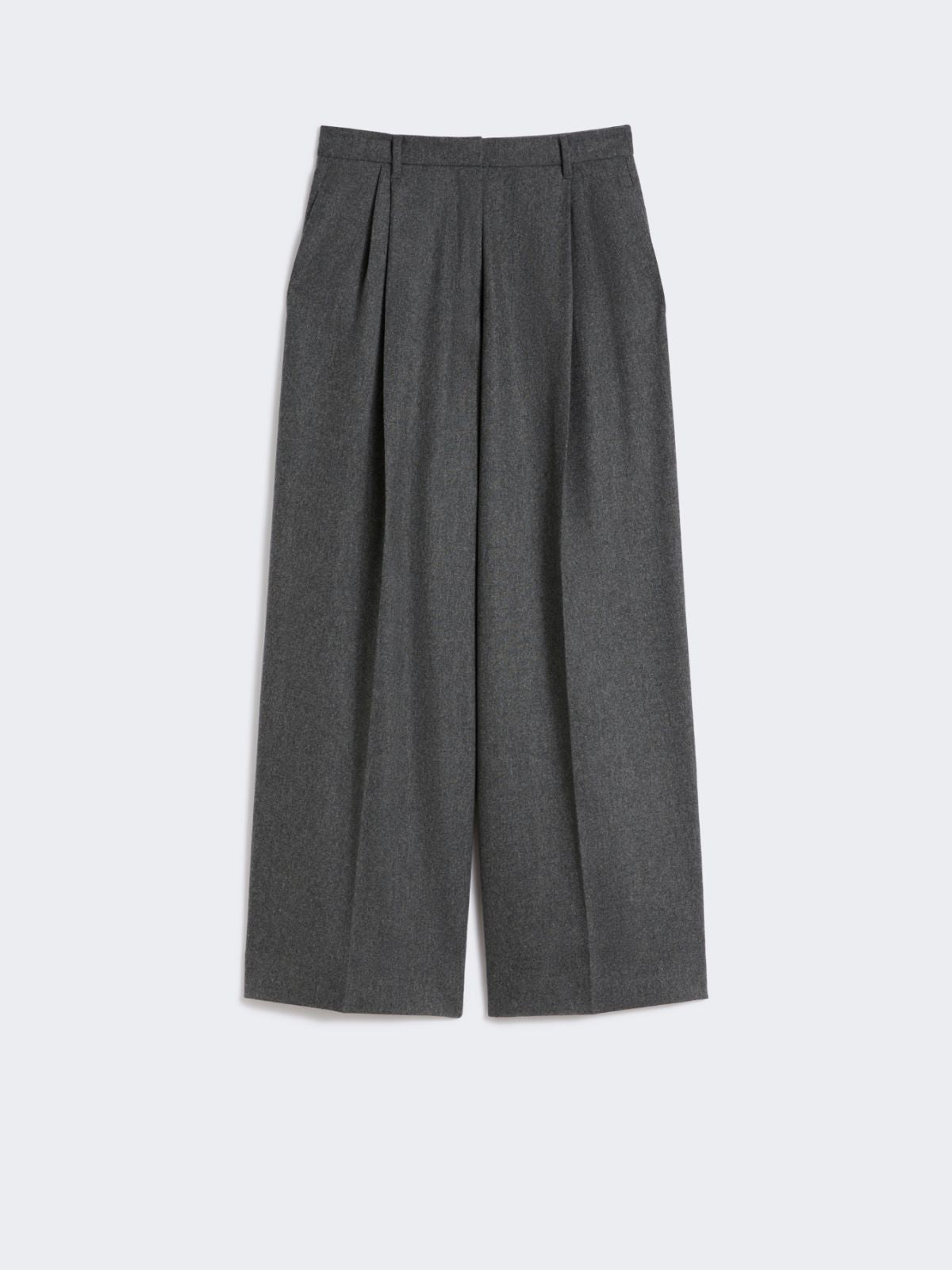 Wide-fit wool flannel trousers - Medium grey