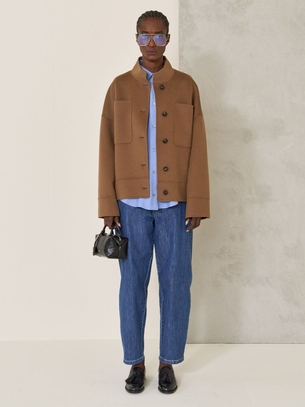 Cotton denim candle-leg jeans - Midnightblue