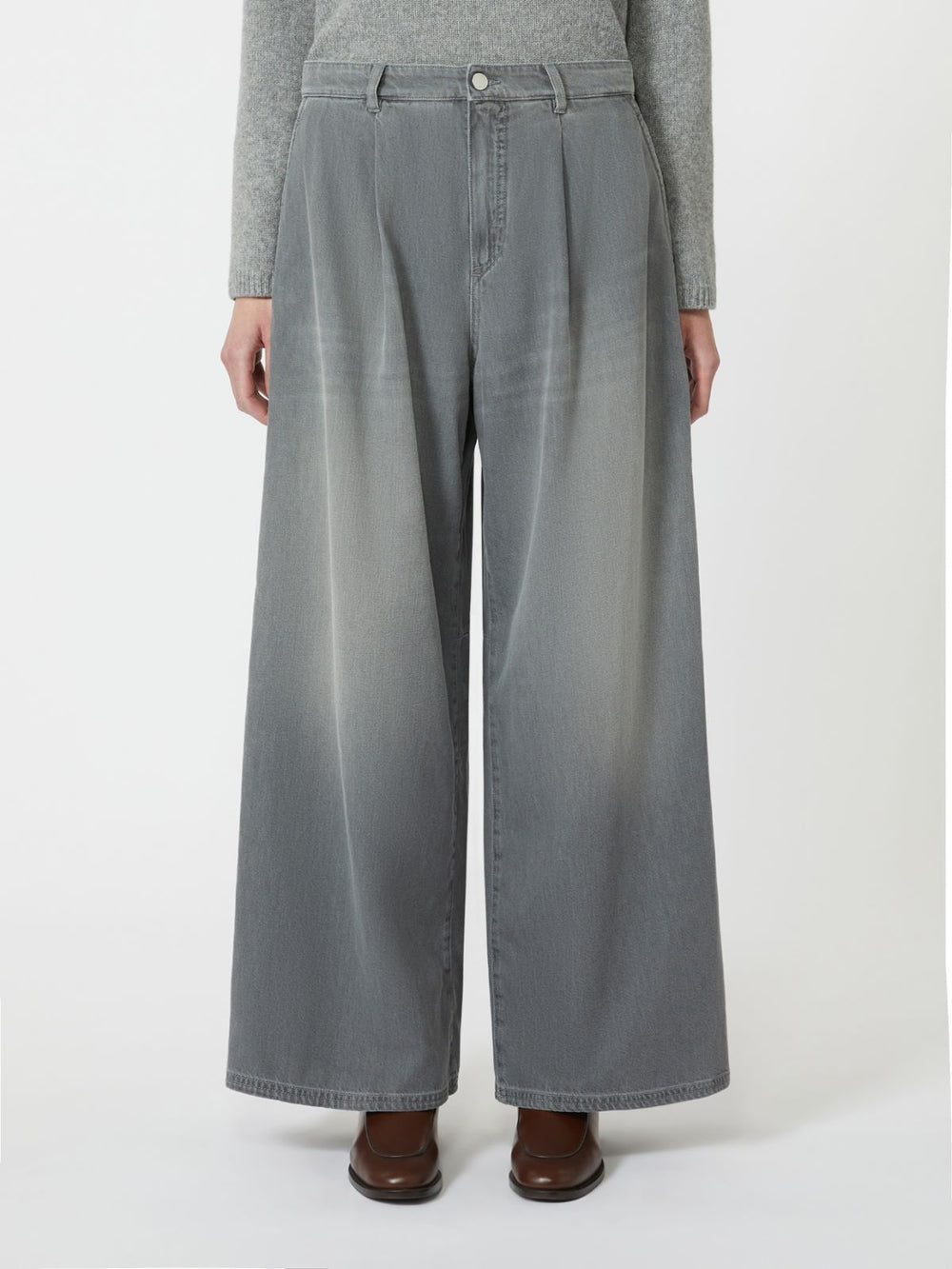 Cotton and viscose denim jeans - Medium grey