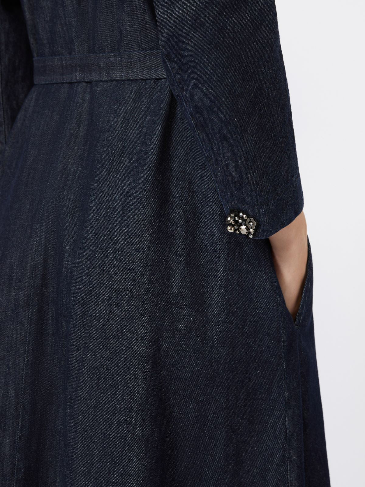 Abito in denim di cotone con cintura - Ultramarine