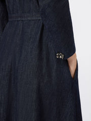 Abito in denim di cotone con cintura - Ultramarine