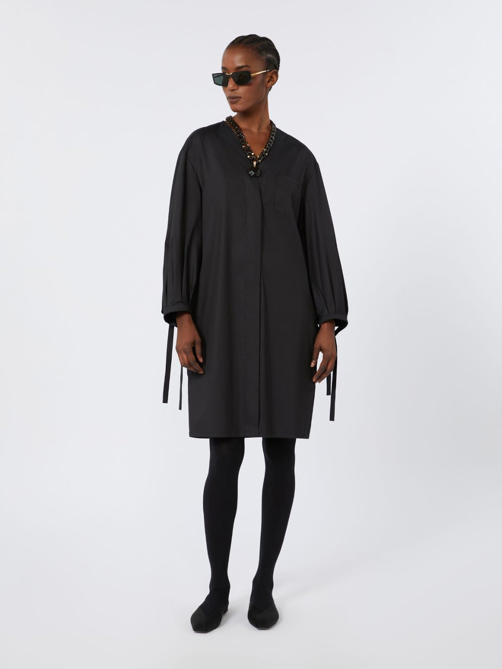 Stretch poplin dress - Black