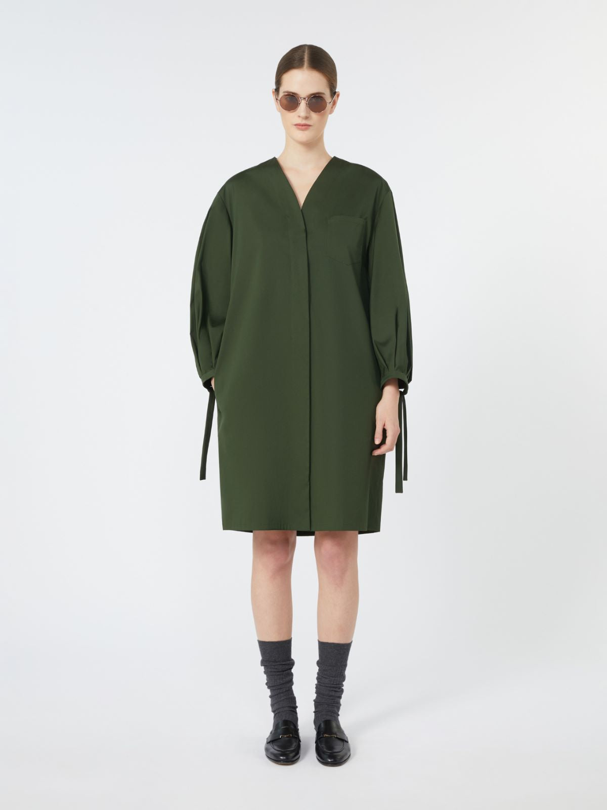 Stretch poplin dress - Kaki