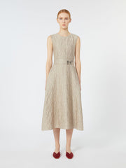 Belted jacquard dress - Beige