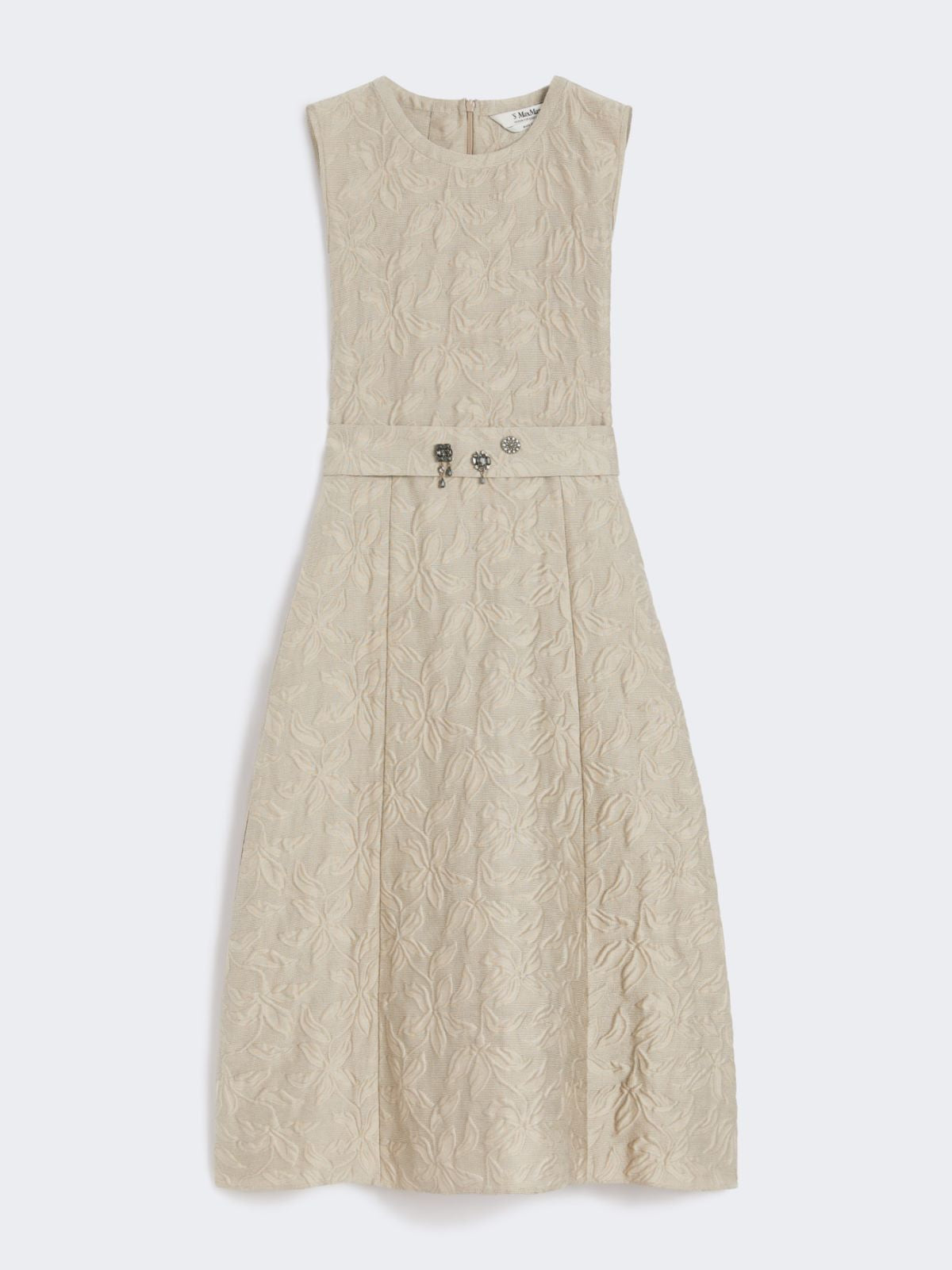 Belted jacquard dress - Beige