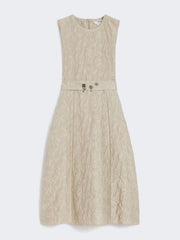 Belted jacquard dress - Beige