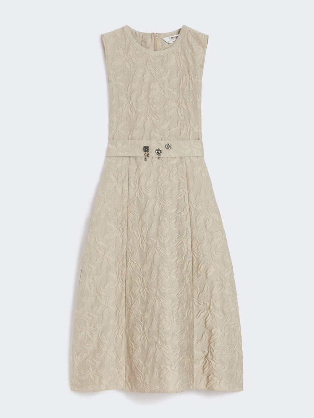 Belted jacquard dress - Beige