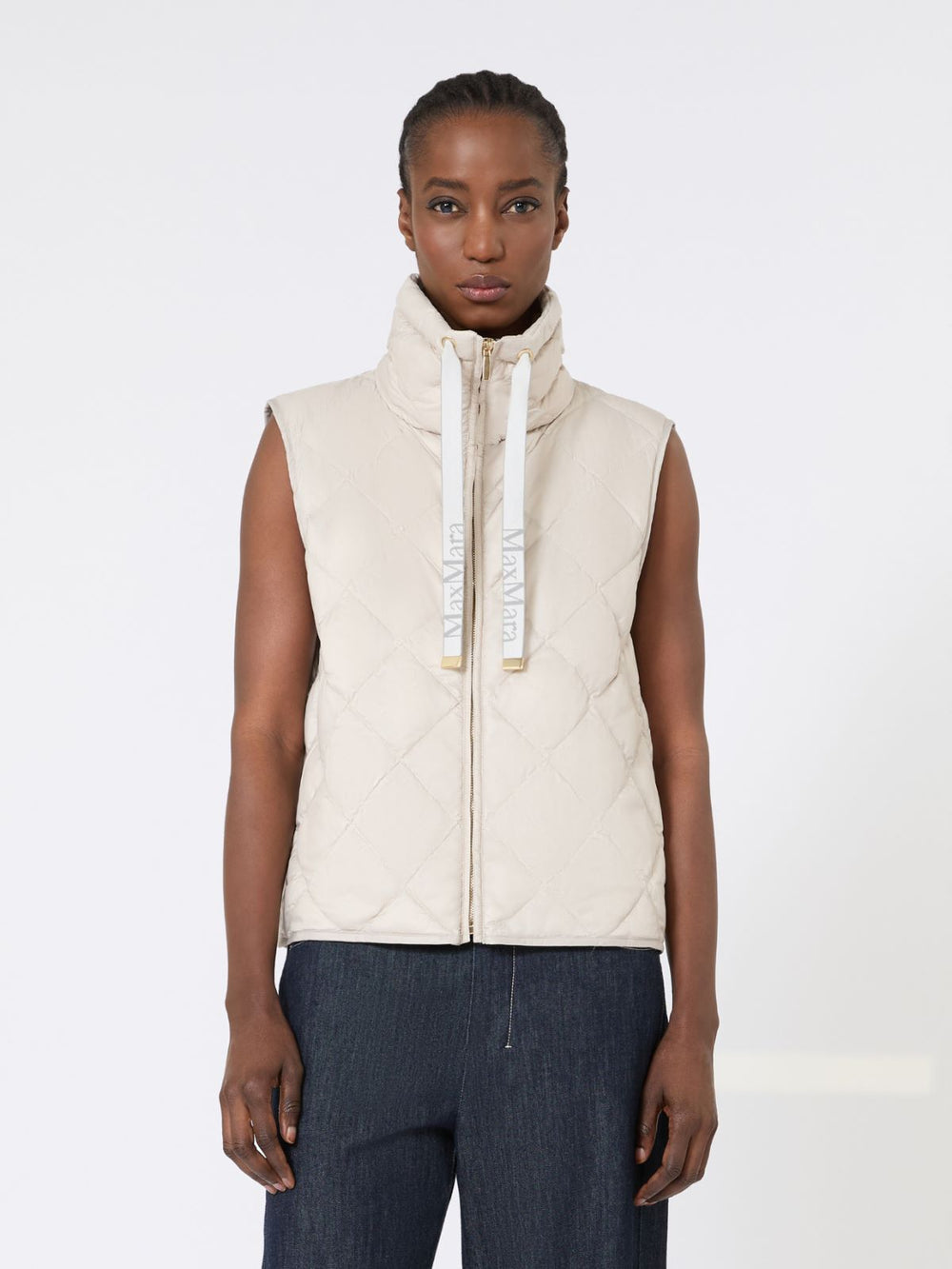 Padded water-repellent nylon canvas gilet - Sand