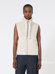 Padded water-repellent nylon canvas gilet - Sand