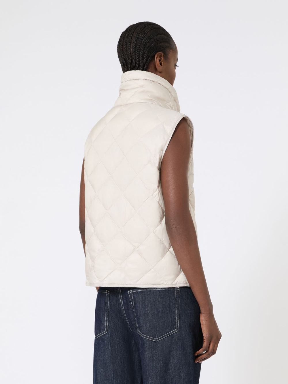 Padded water-repellent nylon canvas gilet - Sand